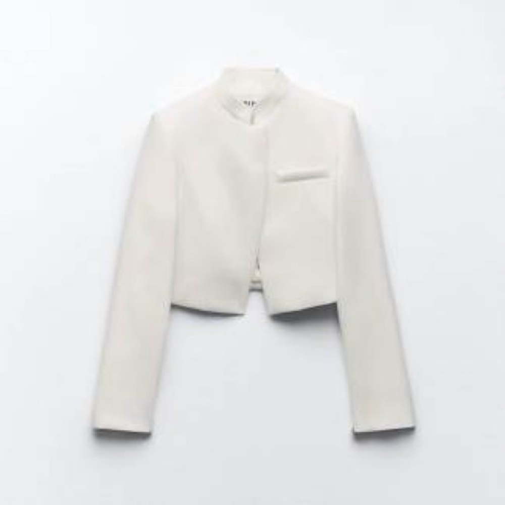 Zara Fitted Cropped Blazer off white new XS